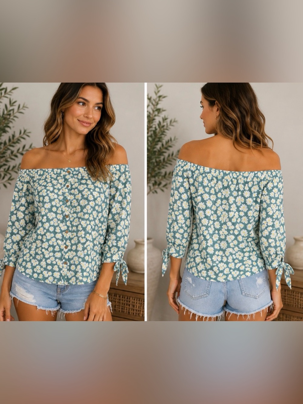 A. Byer Daisy Floral Off-the-Shoulder Top | Size Large